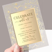 Elegante Floral Gold bruiloft receptie Acryl Uitnodigingen