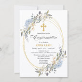 Elegante Floral Gold Cross bevestiging Kaart (Voorkant)