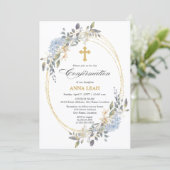 Elegante Floral Gold Cross bevestiging Kaart (Staand voorkant)
