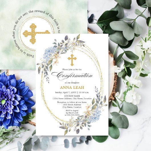 Elegante Floral Gold Cross bevestiging Kaart