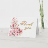 Elegante Floral Gold Foil Verjaardagsfeest Dank u Folie Wenskaart (Voorkant)