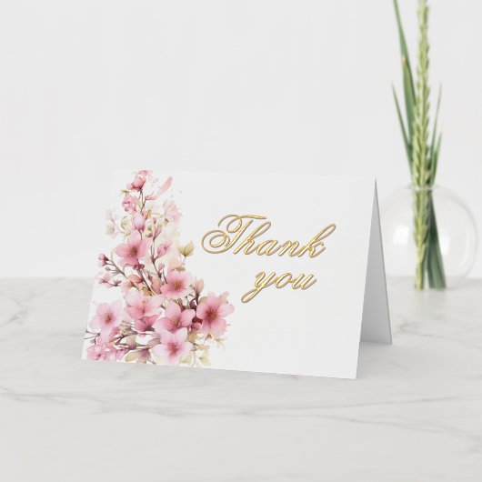 Elegante Floral Gold Foil Verjaardagsfeest Dank u Folie Wenskaart (Voorkant)