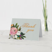 Elegante Floral Gold Foil Verjaardagsfeest Dank u Folie Wenskaart (Voorkant)