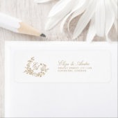 Elegante Floral Gold Monogram retour adres labels (Insitu)