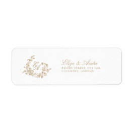 Elegante Floral Gold Monogram retour adres labels