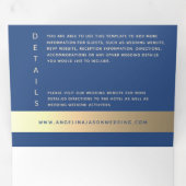 Elegante Floral Gold Royal Blue Wedding Drieluik Uitnodiging (Binnenzijde eerst)