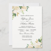 Elegante Floral Gold Waterverf huwelijksuitnodigin Kaart (Voorkant)