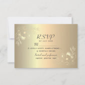 Elegante Floral Gold Wedding RSVP Kaart (Voorkant)