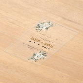 Elegante Floral Gold Wedding Welkomstbord Acryl Uitnodigingen (Laagn)