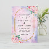 Elegante Floral Goud Paarse Waterverf Nuestra Boda Kaart (Staand voorkant)