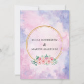 Elegante Floral Goud Paarse Waterverf Nuestra Boda Kaart (Achterkant)