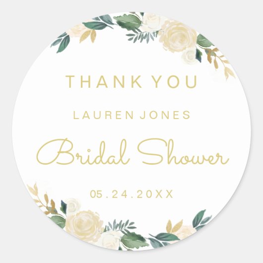 Elegante Floral Goud Roze Vrijgezellenfeesten Stic Ronde Sticker (Voorkant)