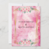 Elegante Floral Goud Roze Waterverf Nuestra Boda Kaart (Achterkant)