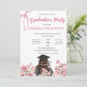 Elegante Floral Graduation Party Uitnodiging (Staand voorkant)