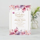 Elegante Floral Graduation Party Uitnodiging (Staand voorkant)