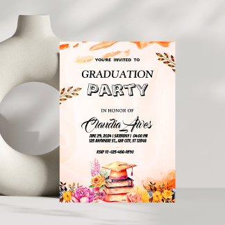 Elegante Floral Graduation Party Uitnodiging