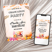 Elegante Floral Graduation Party Uitnodiging
