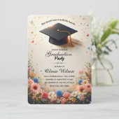 Elegante Floral Graduation Party Uitnodiging (Staand voorkant)