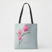 Elegante Floral Green Trendy Chic Stijlvolle Canva Tote Bag (Voorkant)