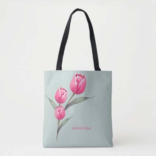 Elegante Floral Green Trendy Chic Stijlvolle Canva Tote Bag (Voorkant)