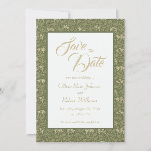 Elegante Floral Green Wedding Save the Date (Voorkant)