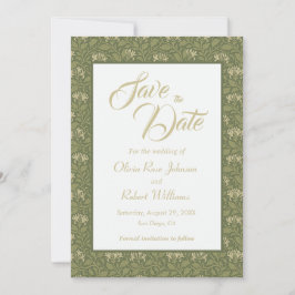 Elegante Floral Green Wedding Save the Date