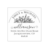 Elegante Floral grillige bruiloft retour adres Rubberstempel (Afrduk)