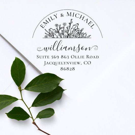 Elegante Floral grillige bruiloft retour adres Rubberstempel