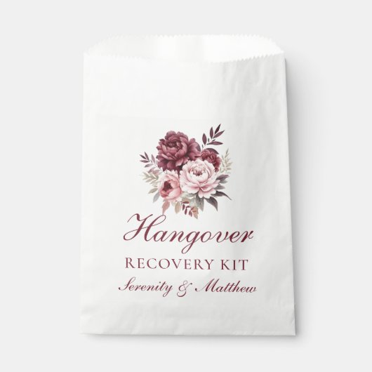 Elegante Floral Hangover Recovery Peony Wedding Bedankzakje (Voorkant)
