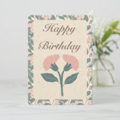 Elegante Floral Happy Birthday Kaart (Staand voorkant)