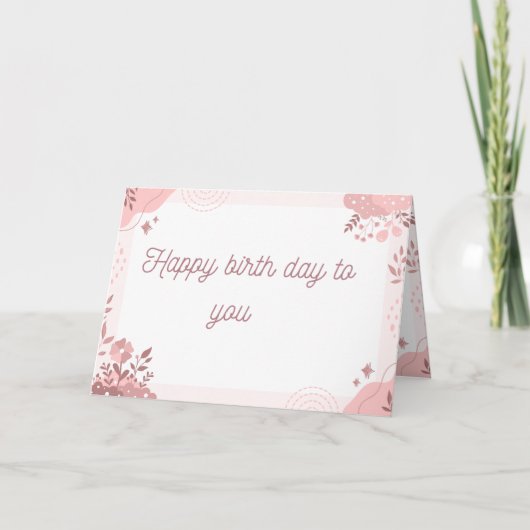 Elegante Floral Happy Birthday Kaart – gepersonali (Voorkant)