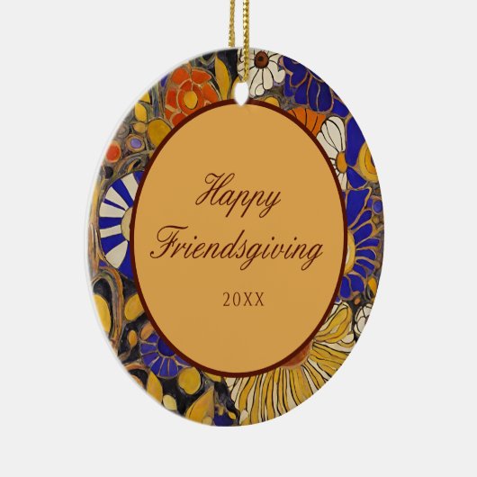 Elegante Floral Happy Friendsgiving Keramisch Ornament (Rechts)