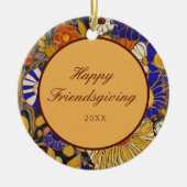 Elegante Floral Happy Friendsgiving Keramisch Ornament (Voorkant)