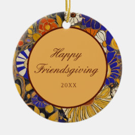 Elegante Floral Happy Friendsgiving Keramisch Ornament