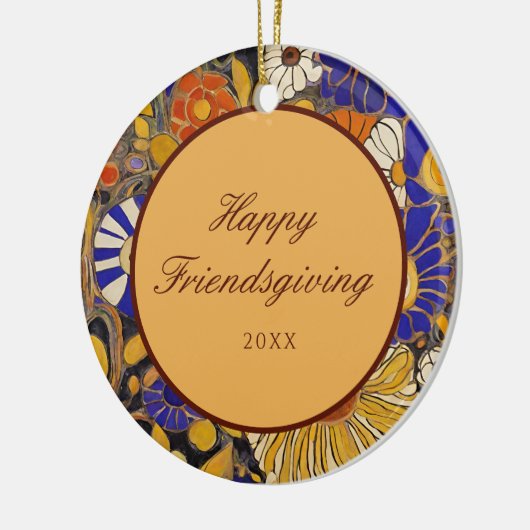 Elegante Floral Happy Friendsgiving Keramisch Ornament (Links)