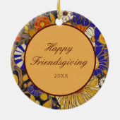 Elegante Floral Happy Friendsgiving Keramisch Ornament (Achterkant)