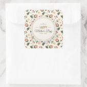 Elegante Floral Happy Moederdag Sticker Seal (Tas)