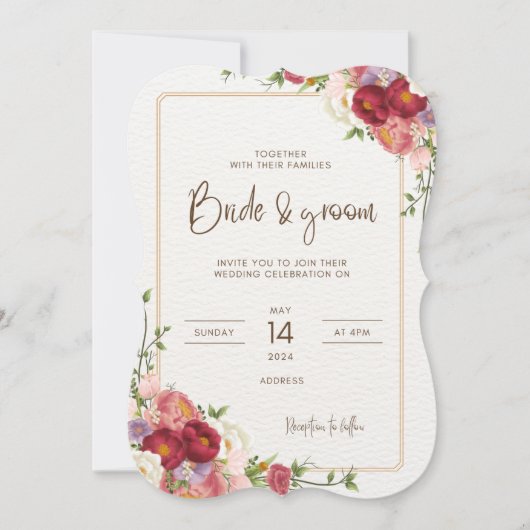 Elegante Floral Invitation Kaarten met Enveloppen (Voorkant)