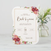 Elegante Floral Invitation Kaarten met Enveloppen (Staand voorkant)