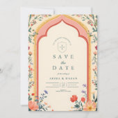 Elegante Floral Islamitische bruiloft Save The Date (Voorkant)