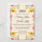 Elegante Floral Islamitische Moslim Bruiloft Uitno Kaart (Voorkant)
