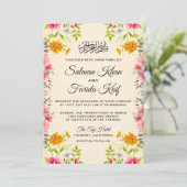 Elegante Floral Islamitische Moslim Bruiloft Uitno Kaart (Staand voorkant)