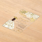 Elegante Floral Ivory Gold Charra Quinceañera Acryl Uitnodigingen (Laagn)