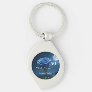 Elegante Floral Keepsake – Romantisch blauw Roos c Sleutelhanger