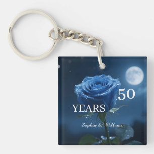 Elegante Floral Keepsake – Romantisch blauw Roos c Sleutelhanger