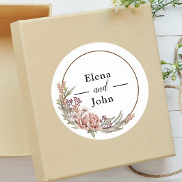 Elegante Floral krans aangepaste bruiloft Ronde Sticker