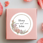 Elegante Floral krans aangepaste bruiloft Ronde Sticker