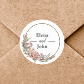 Elegante Floral krans aangepaste bruiloft Ronde Sticker