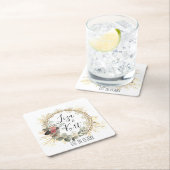 Elegante Floral krans bruiloft gepersonaliseerd Kartonnen Onderzetters (Insitu)