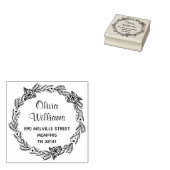 Elegante Floral krans Ronde retour adres stempel (Gestempeld)